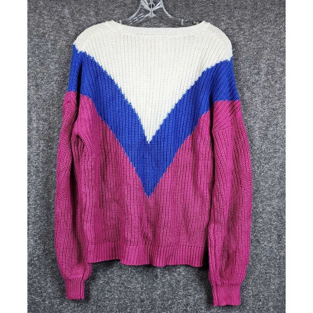 Time and Tru Sweater Womens M Multi Colorblock Chevron Shaker Knit NWT - Picture 2 of 7